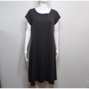Eileen Fisher Women T-shirt Dress Size XS Organic Cotton Black Relaxed Excellent